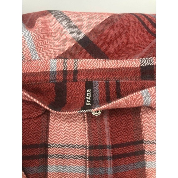 Prana Flannel Shirt Mens Size 2XL Brick Red Plaid - Picture 11 of 12